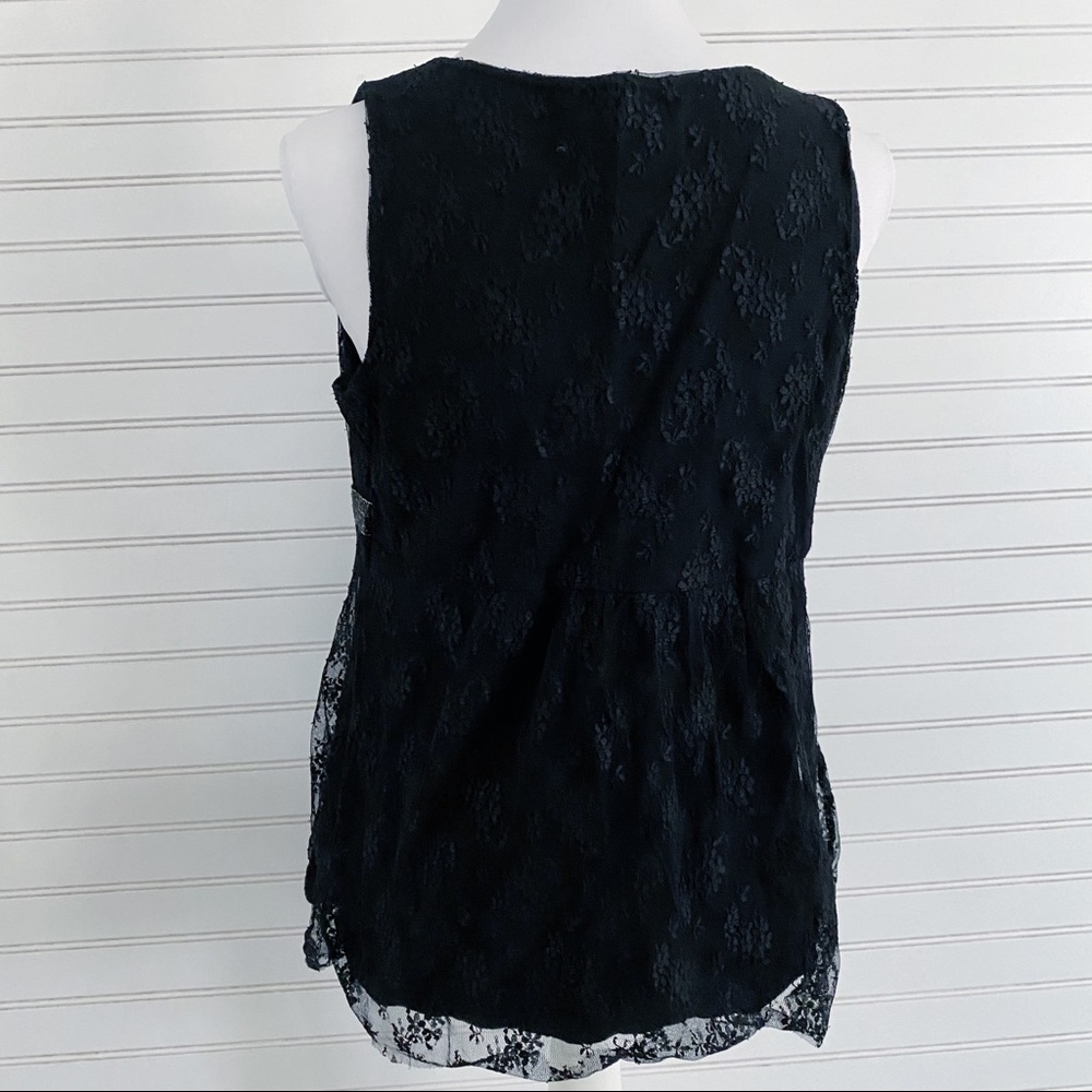 New York & Company Lace Sequin Empire Waist Top Size L Black Surplice V-Neck - Picture 4 of 9